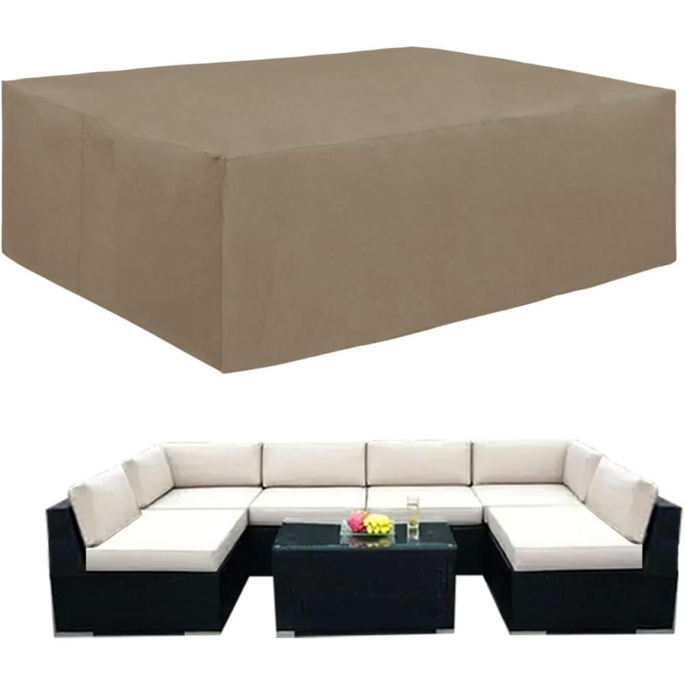 image:imageEasyGoing 600D Heavy Duty Round Patio Furniture Set Cover Waterproof Outdoor Table and Chair Set Cover 62DIAx 28H BlackCamel