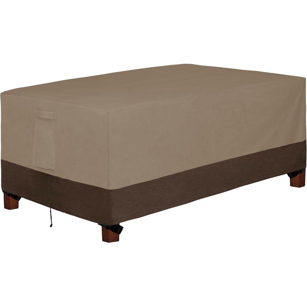 image:imageEasyGoing 600D Heavy Duty Round Patio Furniture Set Cover Waterproof Outdoor Table and Chair Set Cover 62DIAx 28H BlackCamelDark Brown