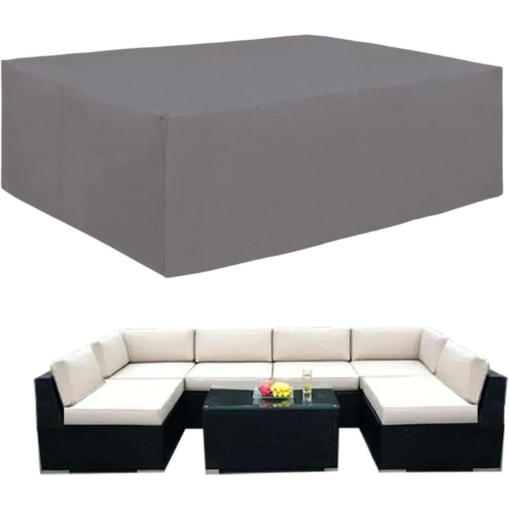 image:imageEasyGoing 600D Heavy Duty Round Patio Furniture Set Cover Waterproof Outdoor Table and Chair Set Cover 62DIAx 28H BlackGrey