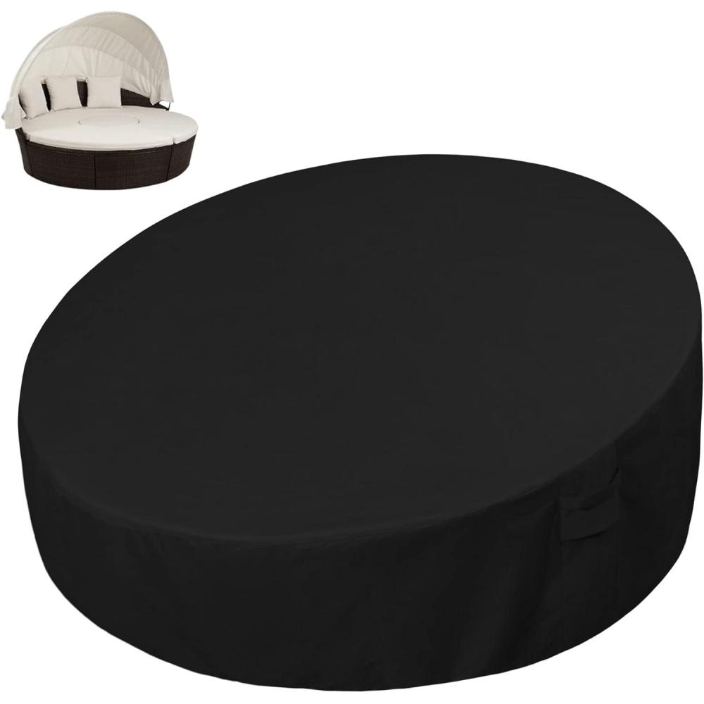 image:imageEasyGoing Heavy Duty 600D Outdoor Daybed Cover 75 Inch UV Resistant Patio Round Sofa Cover Waterproof Outdoor Canopy Daybed Sofa Cover with Air Vent 75 Dia x 3518 H BlackBlack