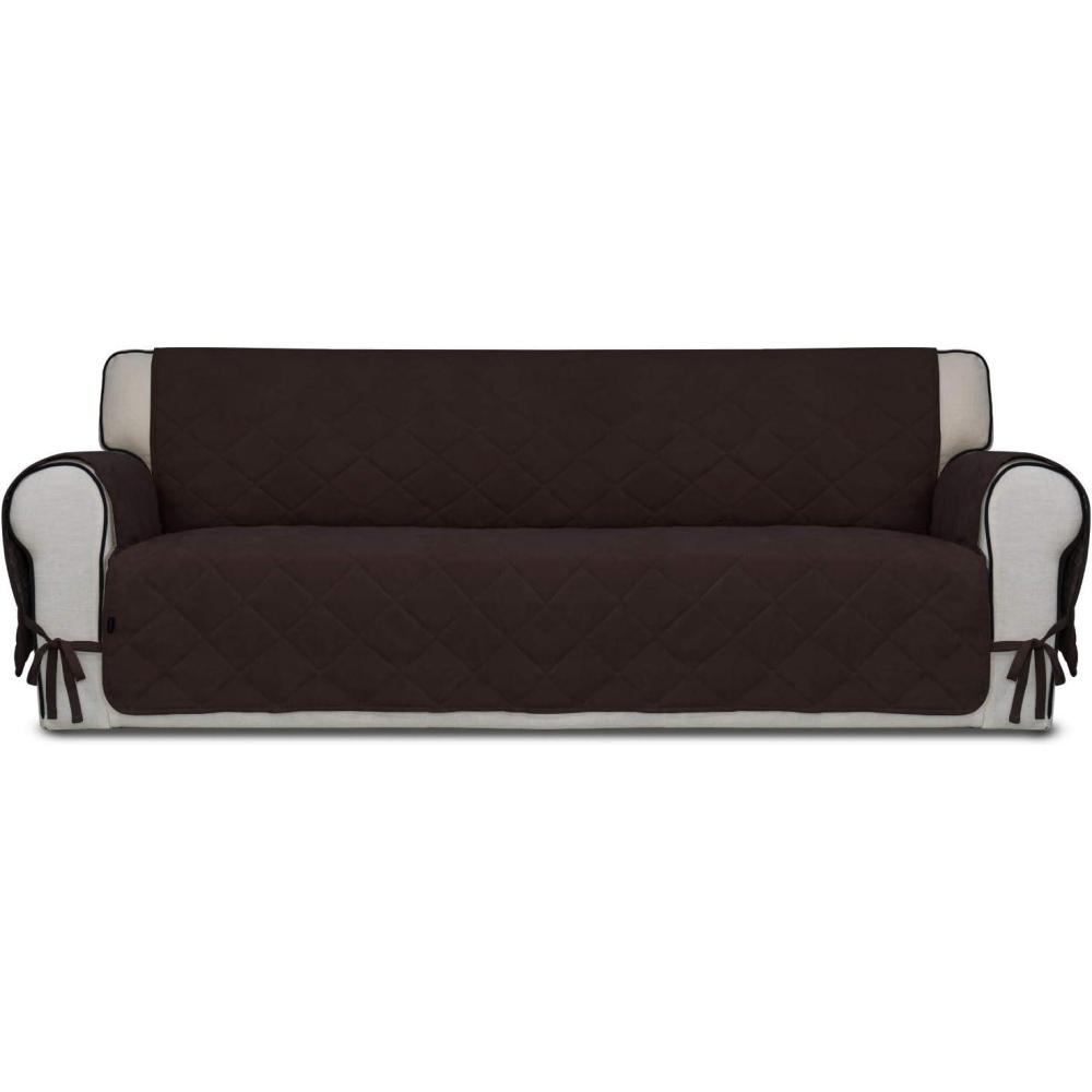 image:imageEasyGoing Micro Suede Sofa Slipcover Sofa Cover Couch Cover with Three Pockets Quilted Pets Covers Plastic Drop Printing PetsKidsChildrenDogCat SofaCoffee