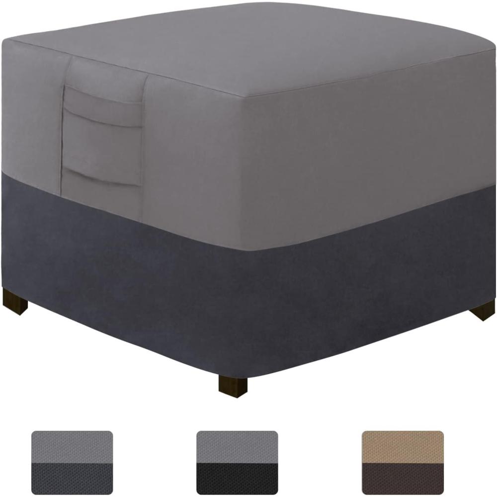 image:imageEasyGoing Outdoor Ottoman Cover Heavy Duty Waterproof Patio Furniture Cover with Padded Handles 1 Pack25x25x17 GrayDark GrayGrayDark Gray