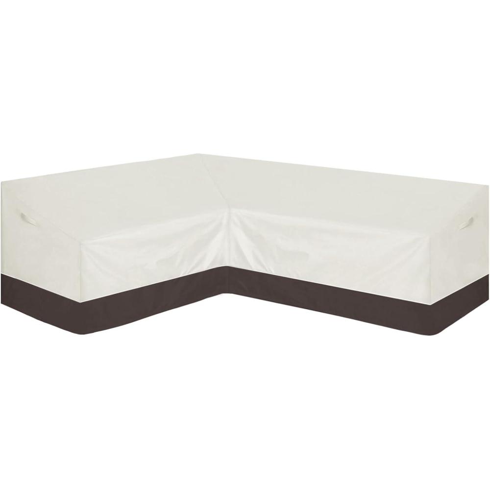 image:imageEasyGoing Outdoor VShaped Sectional Sofa Cover 89X89 UV Resistant Patio Sectional Couch Cover Waterproof Lawn Patio Furniture Cover BeigeBrownBeigeBrown