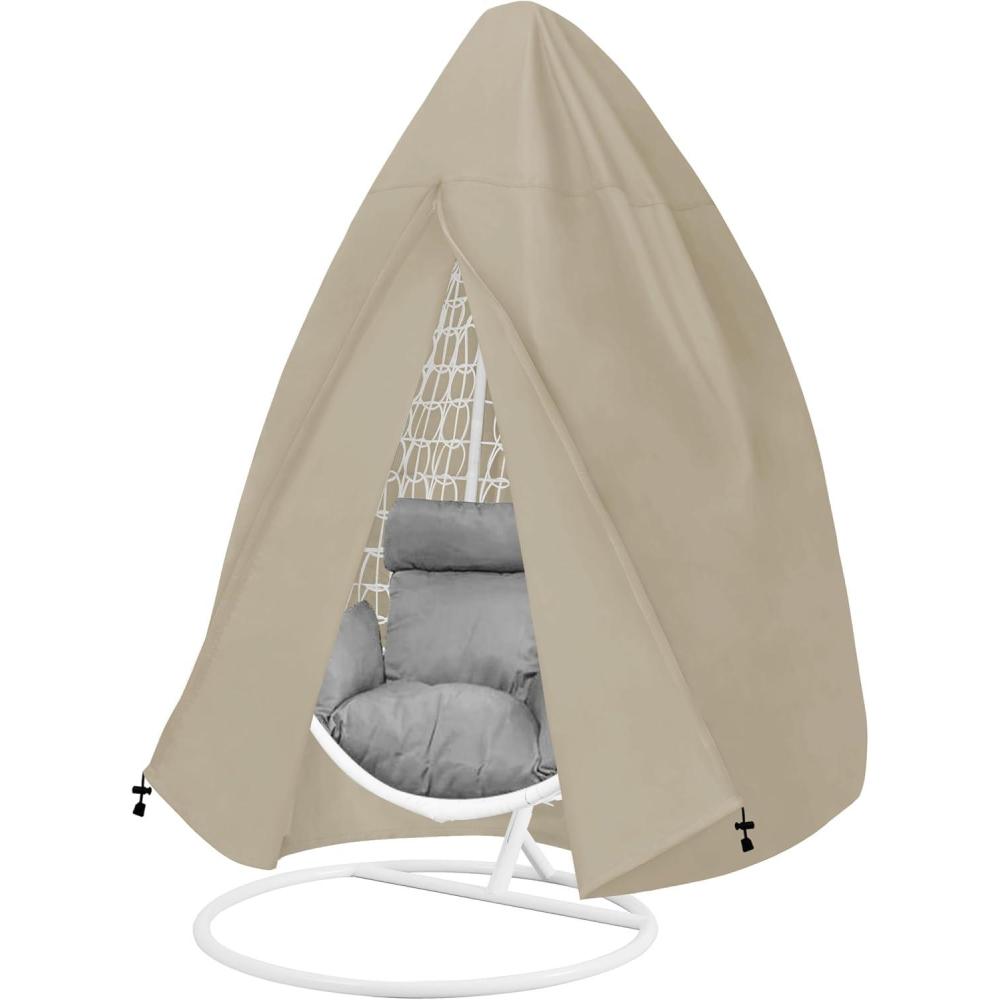 image:imageEasyGoing Patio Hanging Egg Chair Cover UV Resistant Waterproof Outdoor Single Seat Swing Chair Cover with Zipper CamelCamel