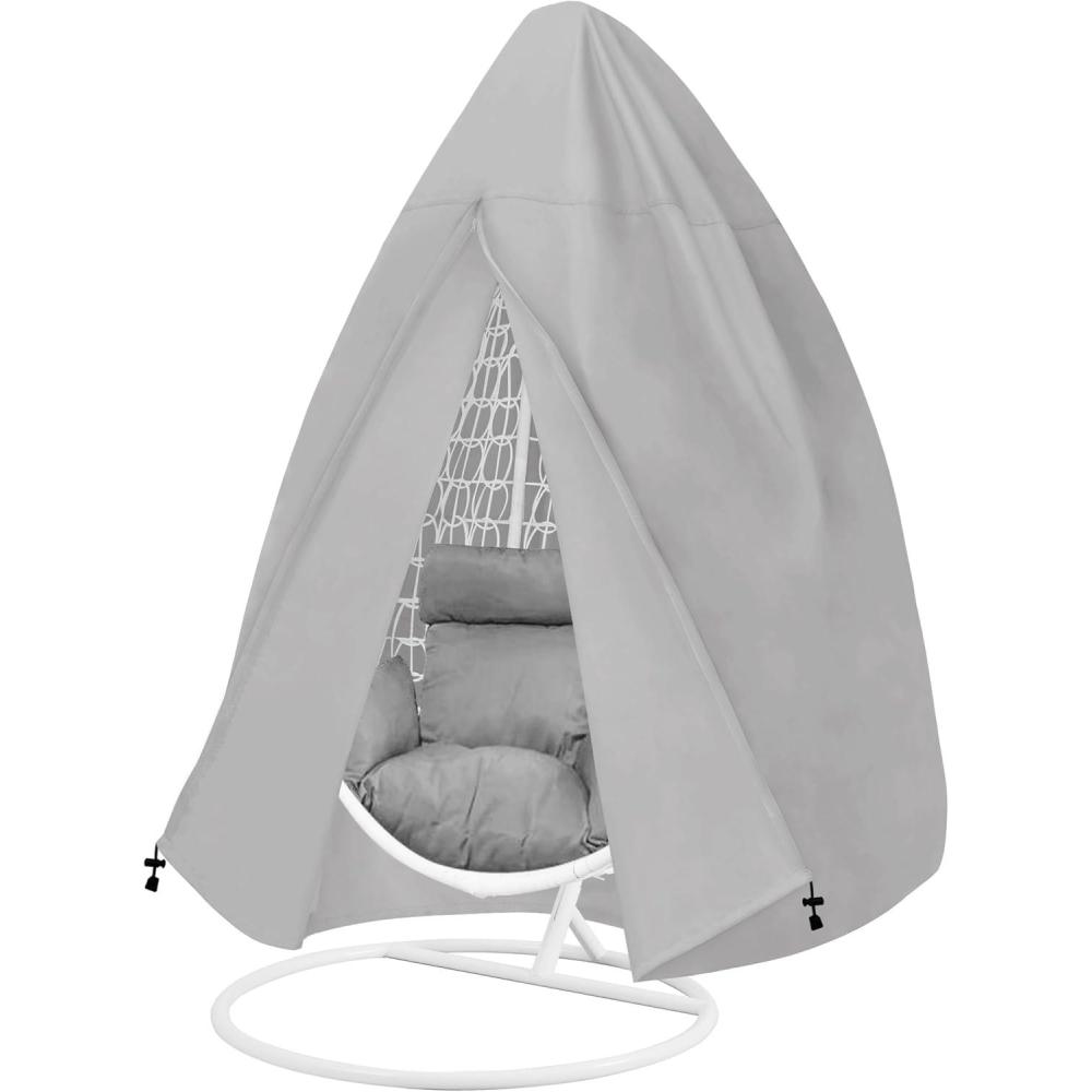 image:imageEasyGoing Patio Hanging Egg Chair Cover UV Resistant Waterproof Outdoor Single Seat Swing Chair Cover with Zipper CamelGrey