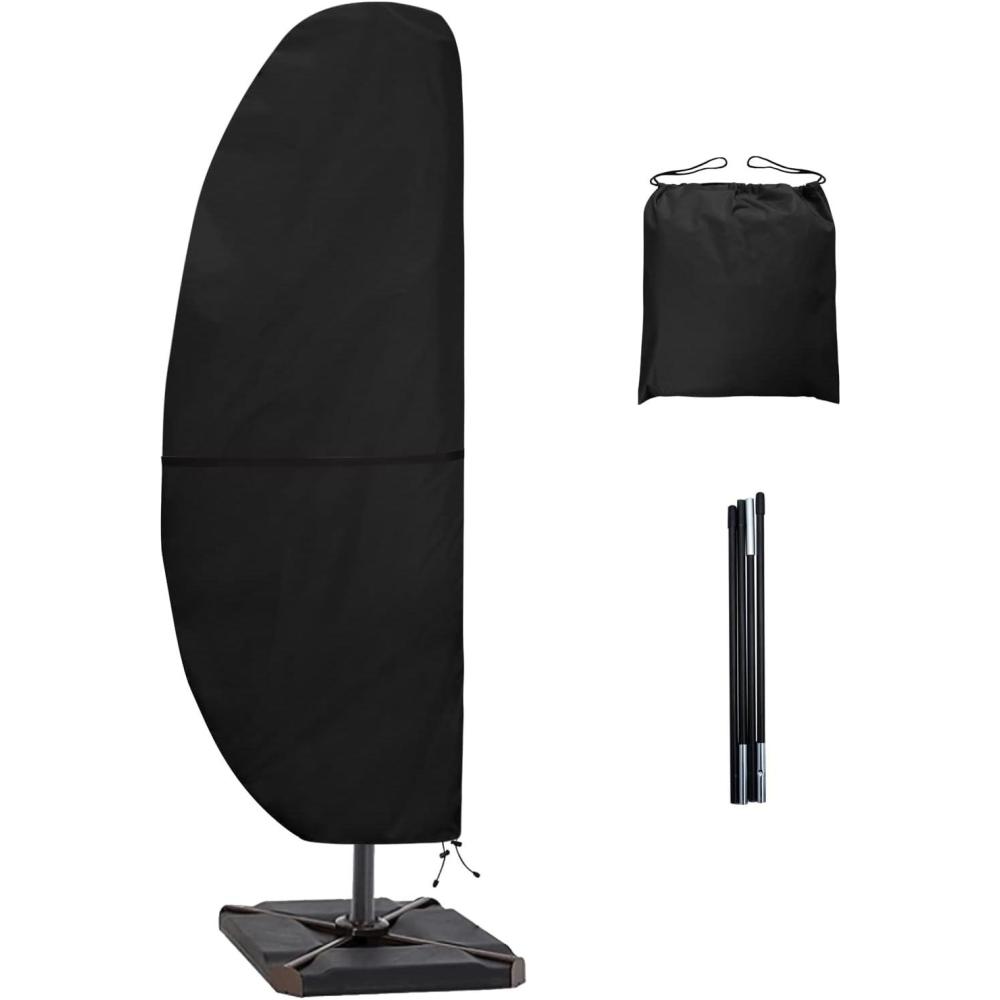 image:imageEasyGoing Patio Umbrella Cover Outdoor Offset Umbrella Cover Waterproof Cantilever Parasol Cover for 75ft to 115ft Banana Frame Umbrella BlackOffset 75115Black