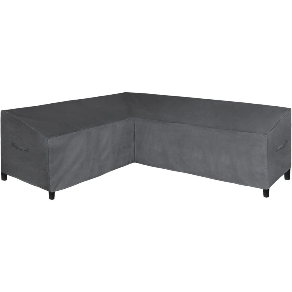 image:imageEasyGoing Patio VShaped Sectional Sofa Cover Waterproof Outdoor Sectional CoverHeavy Duty Garden Furniture Cover with Air Vent 89 L on Each Side x 335 D x 31 H BlackDark Gray