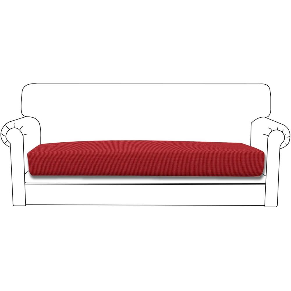image:imageEasyGoing Stretch 4 Pieces Couch Cushion Covers for Sectional Sofa LeftRight L Shape Chaise Lounge Sofa Seat slipcover AntiSlip Sofa Cover Soft 3 Seater 1 Chaise Dark GrayChristmas Red