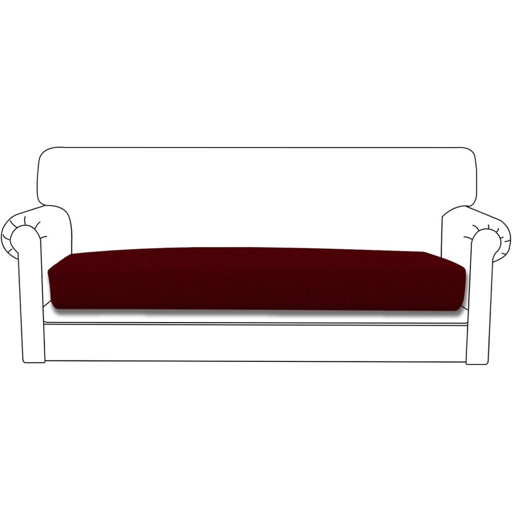 image:imageEasyGoing Stretch 4 Pieces Couch Cushion Covers for Sectional Sofa LeftRight L Shape Chaise Lounge Sofa Seat slipcover AntiSlip Sofa Cover Soft 3 Seater 1 Chaise Dark GrayWine