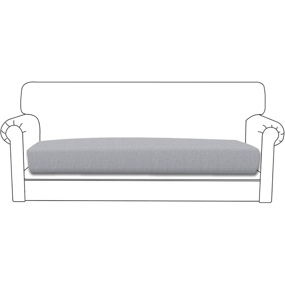 image:imageEasyGoing Stretch 4 Pieces Couch Cushion Covers for Sectional Sofa LeftRight L Shape Chaise Lounge Sofa Seat slipcover AntiSlip Sofa Cover Soft 3 Seater 1 Chaise Dark GraySilver Gray