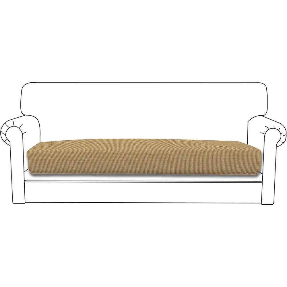 image:imageEasyGoing Stretch 4 Pieces Couch Cushion Covers for Sectional Sofa LeftRight L Shape Chaise Lounge Sofa Seat slipcover AntiSlip Sofa Cover Soft 3 Seater 1 Chaise Dark GrayGolden