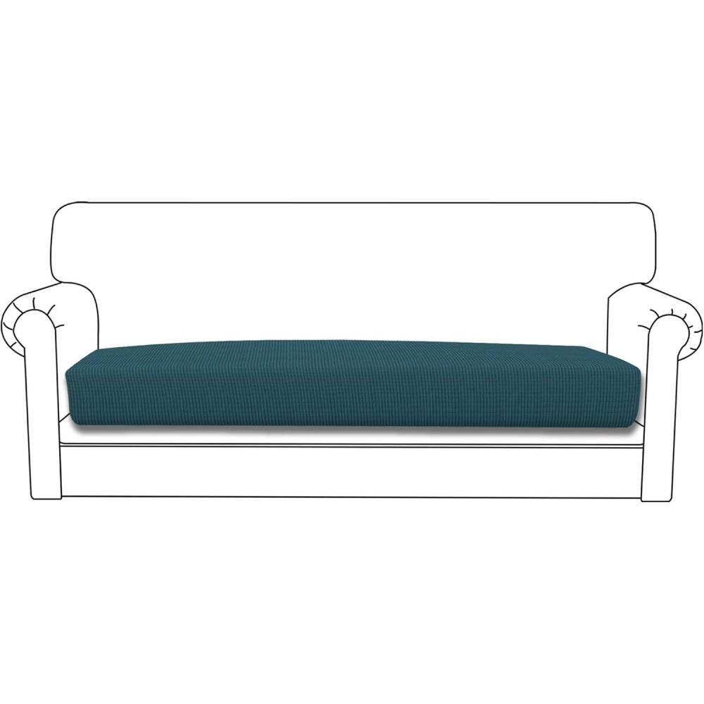 image:imageEasyGoing Stretch 4 Pieces Couch Cushion Covers for Sectional Sofa LeftRight L Shape Chaise Lounge Sofa Seat slipcover AntiSlip Sofa Cover Soft 3 Seater 1 Chaise Dark GrayDeep Teal