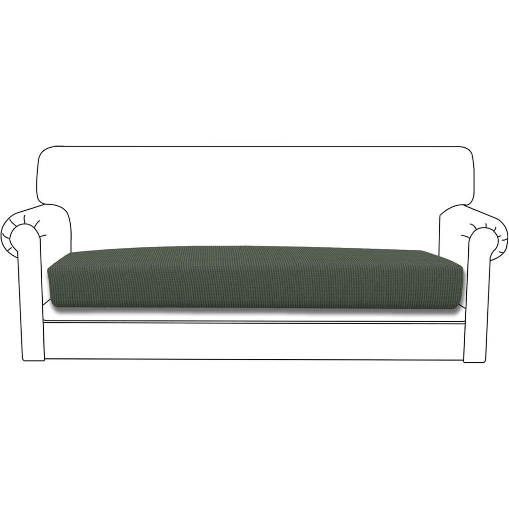 image:imageEasyGoing Stretch 4 Pieces Couch Cushion Covers for Sectional Sofa LeftRight L Shape Chaise Lounge Sofa Seat slipcover AntiSlip Sofa Cover Soft 3 Seater 1 Chaise Dark GrayOlive Green