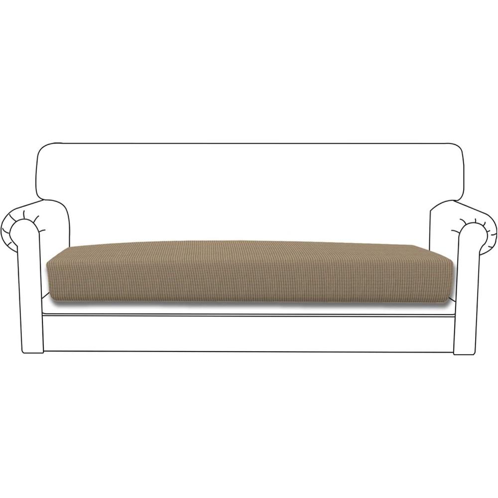 image:imageEasyGoing Stretch 4 Pieces Couch Cushion Covers for Sectional Sofa LeftRight L Shape Chaise Lounge Sofa Seat slipcover AntiSlip Sofa Cover Soft 3 Seater 1 Chaise Dark GrayNatural