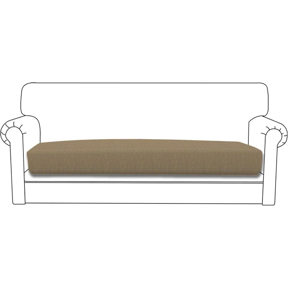 image:imageEasyGoing Stretch 4 Pieces Couch Cushion Covers for Sectional Sofa LeftRight L Shape Chaise Lounge Sofa Seat slipcover AntiSlip Sofa Cover Soft 3 Seater 1 Chaise Dark GrayTan