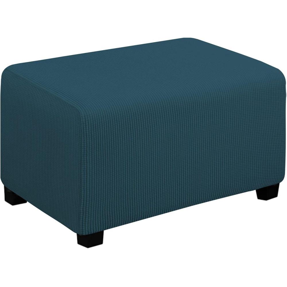 image:imageEasyGoing Stretch Ottoman Cover Length 2030in Folding Storage Stool Furniture Protector Soft Rectangle slipcover with Elastic BottomOttoman SmallDark GreyDeep Teal