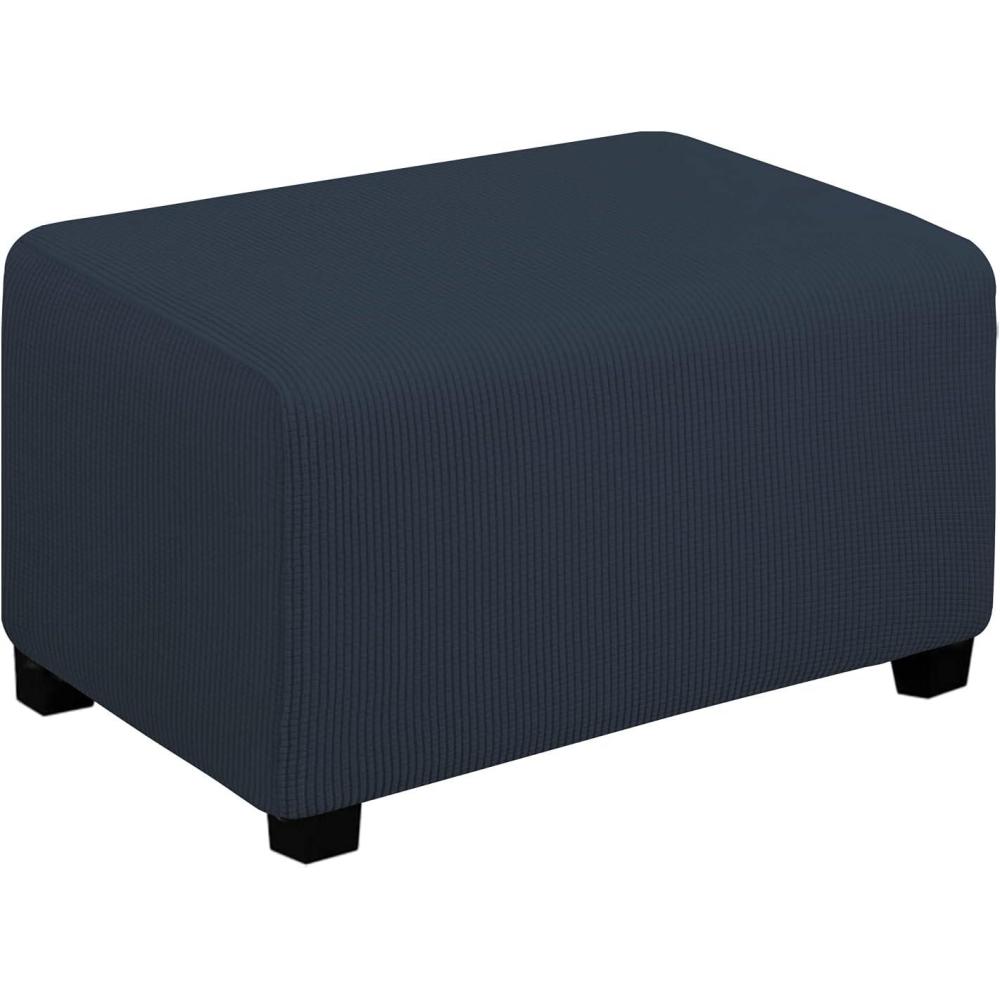 image:imageEasyGoing Stretch Ottoman Cover Length 2030in Folding Storage Stool Furniture Protector Soft Rectangle slipcover with Elastic BottomOttoman SmallDark GreyDark Blue