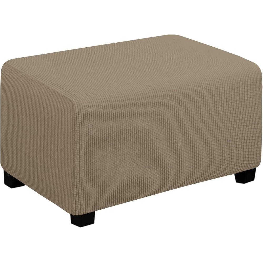 image:imageEasyGoing Stretch Ottoman Cover Length 2030in Folding Storage Stool Furniture Protector Soft Rectangle slipcover with Elastic BottomOttoman SmallDark GreyNatural