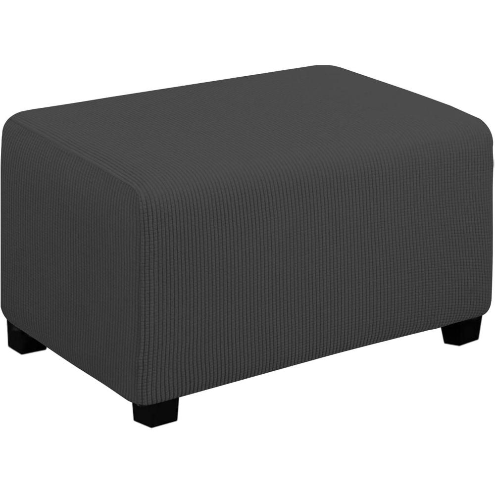 image:imageEasyGoing Stretch Ottoman Cover Length 2030in Folding Storage Stool Furniture Protector Soft Rectangle slipcover with Elastic BottomOttoman SmallDark GreyDark Gray