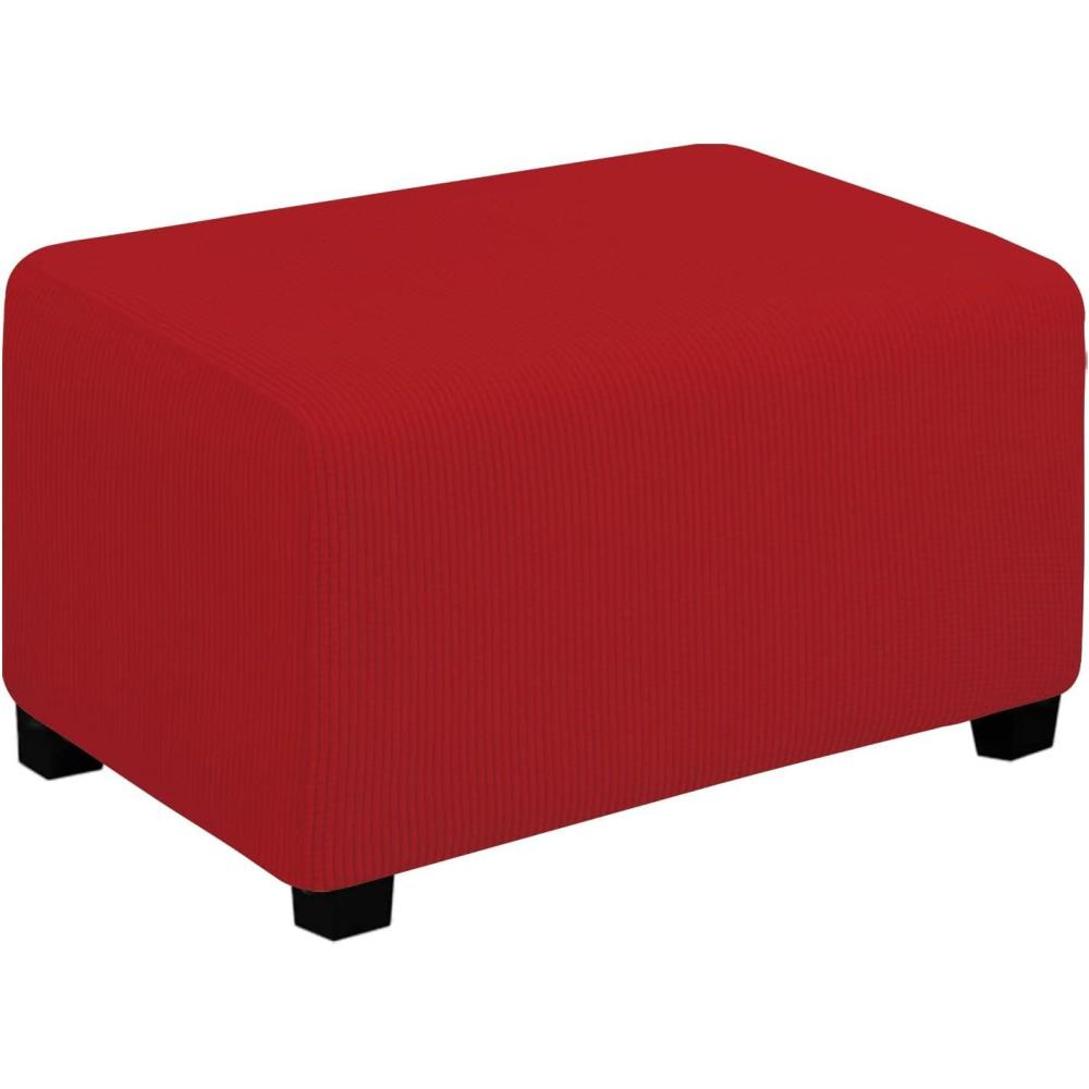 image:imageEasyGoing Stretch Ottoman Cover Length 2030in Folding Storage Stool Furniture Protector Soft Rectangle slipcover with Elastic BottomOttoman SmallDark GreyChristmas Red