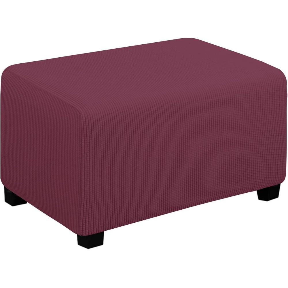 image:imageEasyGoing Stretch Ottoman Cover Length 2030in Folding Storage Stool Furniture Protector Soft Rectangle slipcover with Elastic BottomOttoman SmallDark GreyAsh Rose