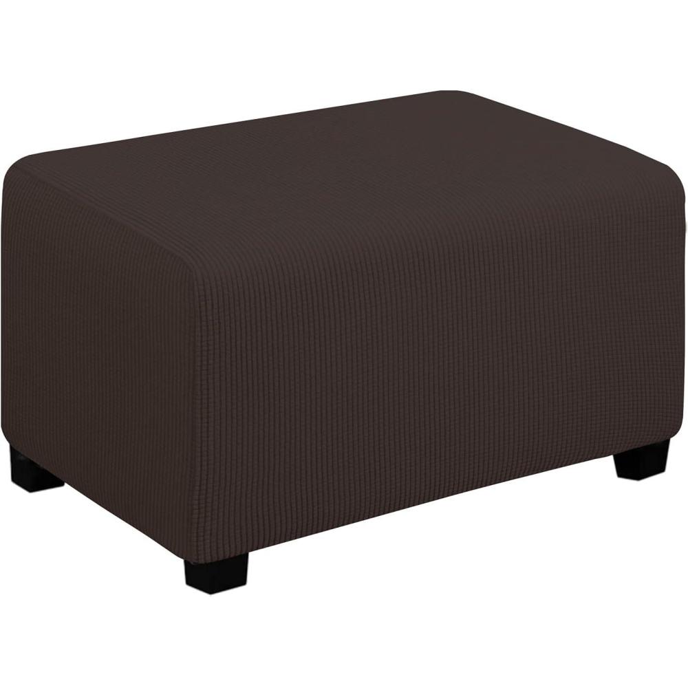 image:imageEasyGoing Stretch Ottoman Cover Length 2030in Folding Storage Stool Furniture Protector Soft Rectangle slipcover with Elastic BottomOttoman SmallDark GreyChocolate