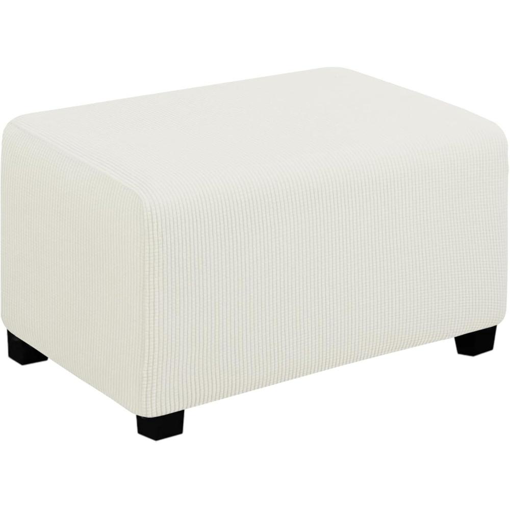 image:imageEasyGoing Stretch Ottoman Cover Length 2030in Folding Storage Stool Furniture Protector Soft Rectangle slipcover with Elastic BottomOttoman SmallDark GreyCream