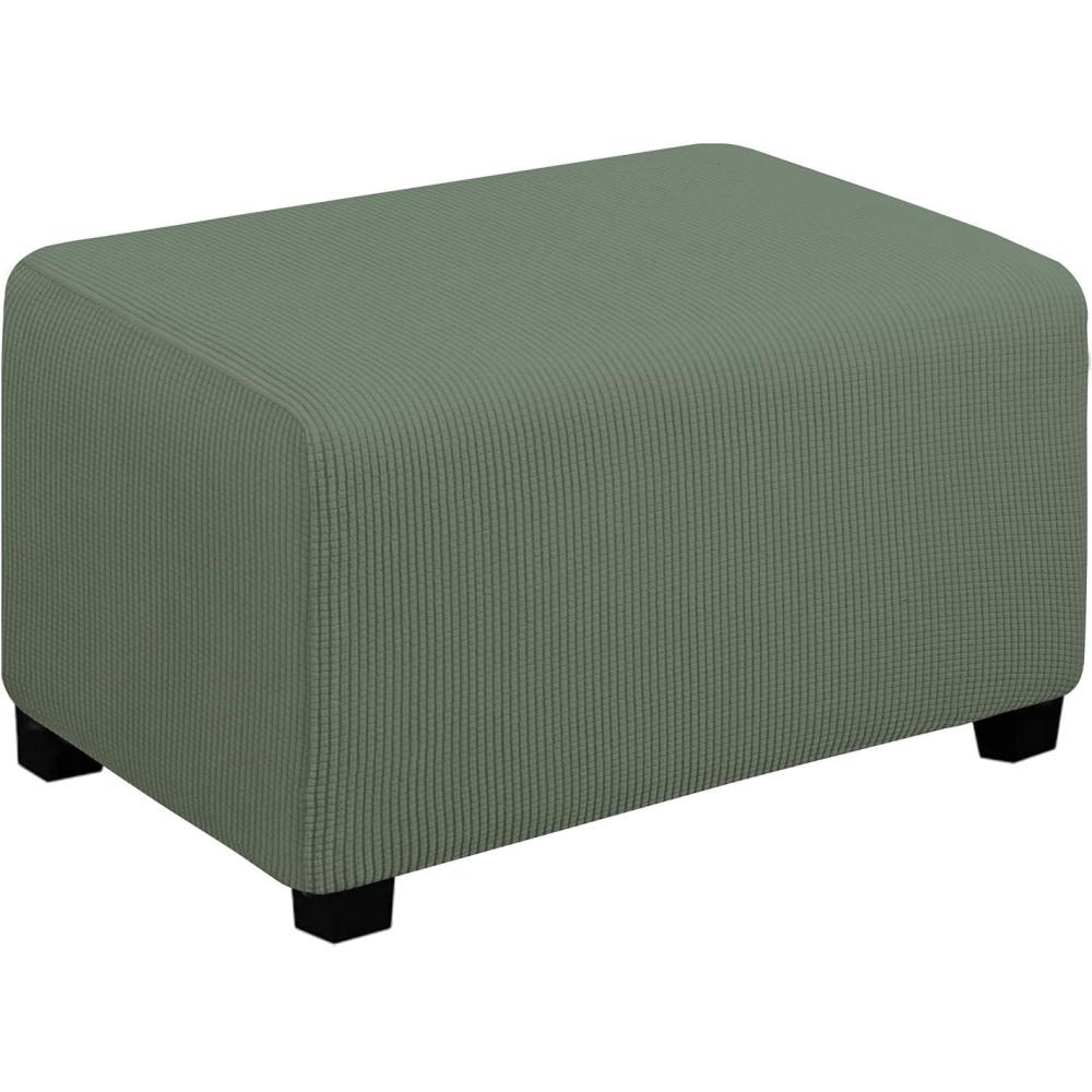 image:imageEasyGoing Stretch Ottoman Cover Length 2030in Folding Storage Stool Furniture Protector Soft Rectangle slipcover with Elastic BottomOttoman SmallDark GreyGreyish Green