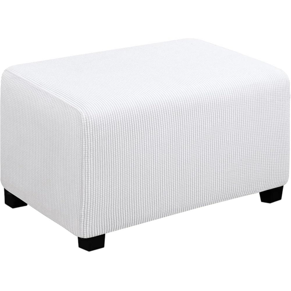 image:imageEasyGoing Stretch Ottoman Cover Length 2030in Folding Storage Stool Furniture Protector Soft Rectangle slipcover with Elastic BottomOttoman SmallDark GreySnow White