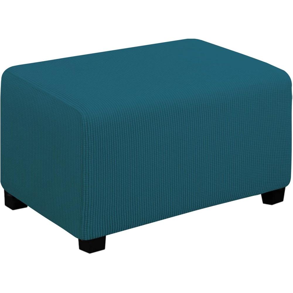 image:imageEasyGoing Stretch Ottoman Cover Length 2030in Folding Storage Stool Furniture Protector Soft Rectangle slipcover with Elastic BottomOttoman SmallDark GreyPeacock Blue