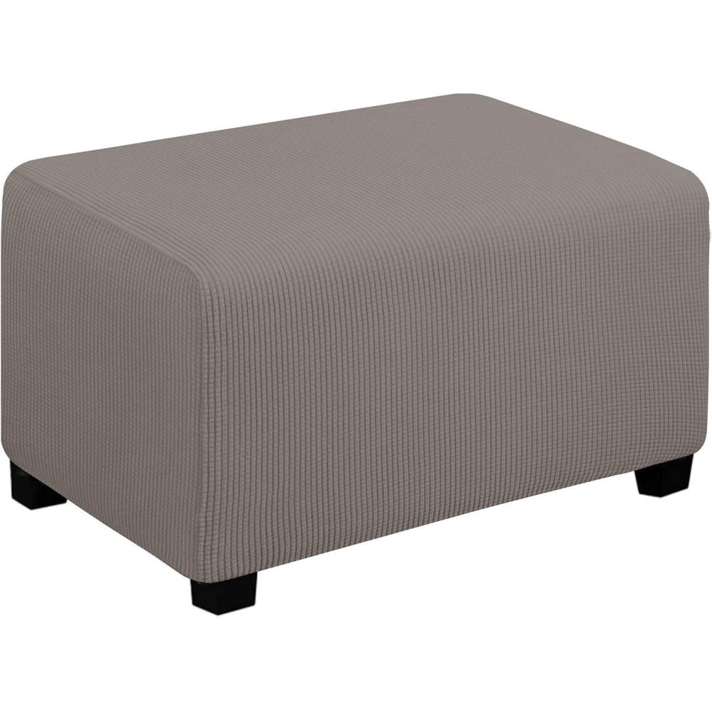 image:imageEasyGoing Stretch Ottoman Cover Length 2030in Folding Storage Stool Furniture Protector Soft Rectangle slipcover with Elastic BottomOttoman SmallDark GreyTaupe