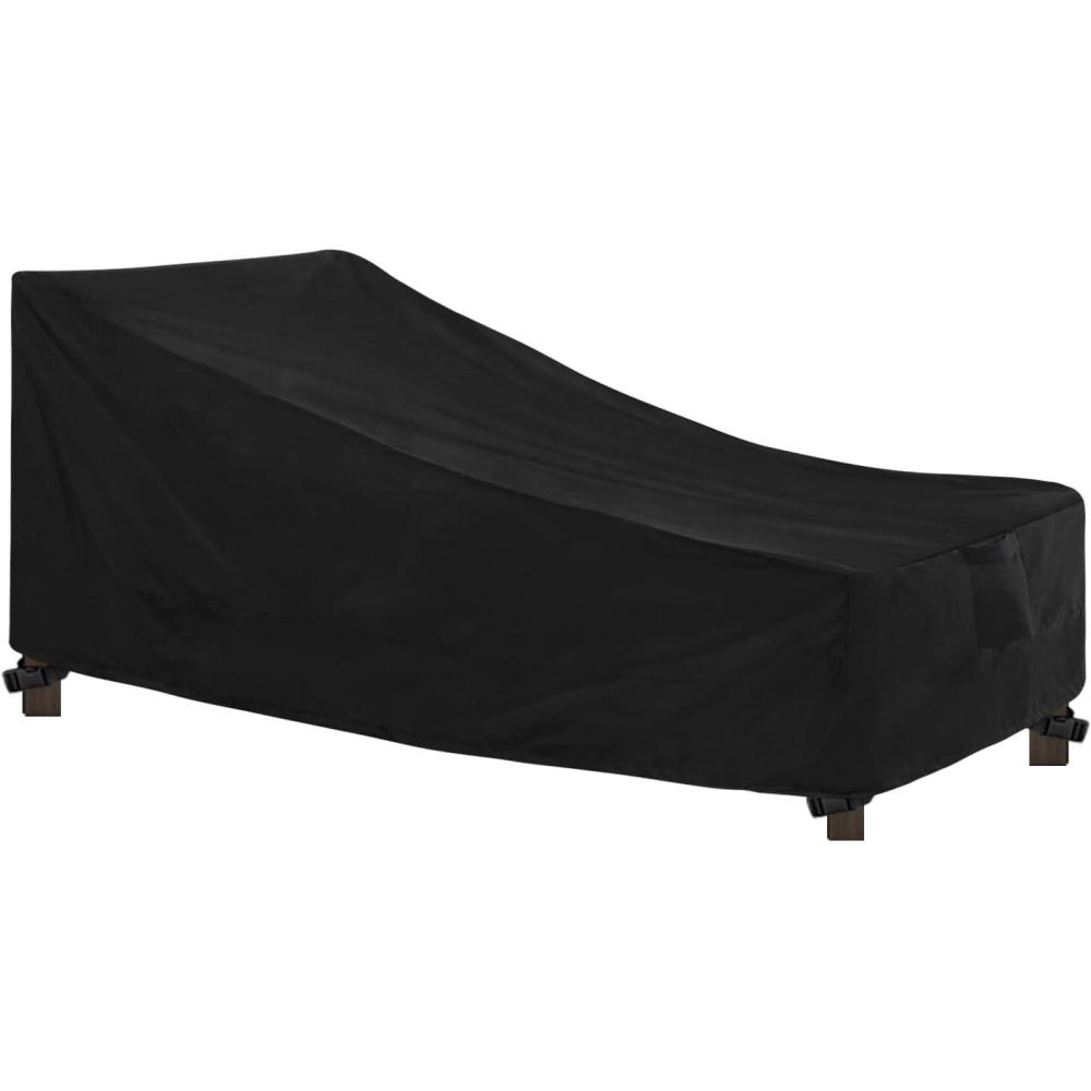 image:imageEasyGoing Waterproof Patio Lounge Chair Cover UV Resistant Outdoor Chaise Lounge Covers with Tape Sealed Seam1 Pack78Wx355Dx33H inch BlackBlack