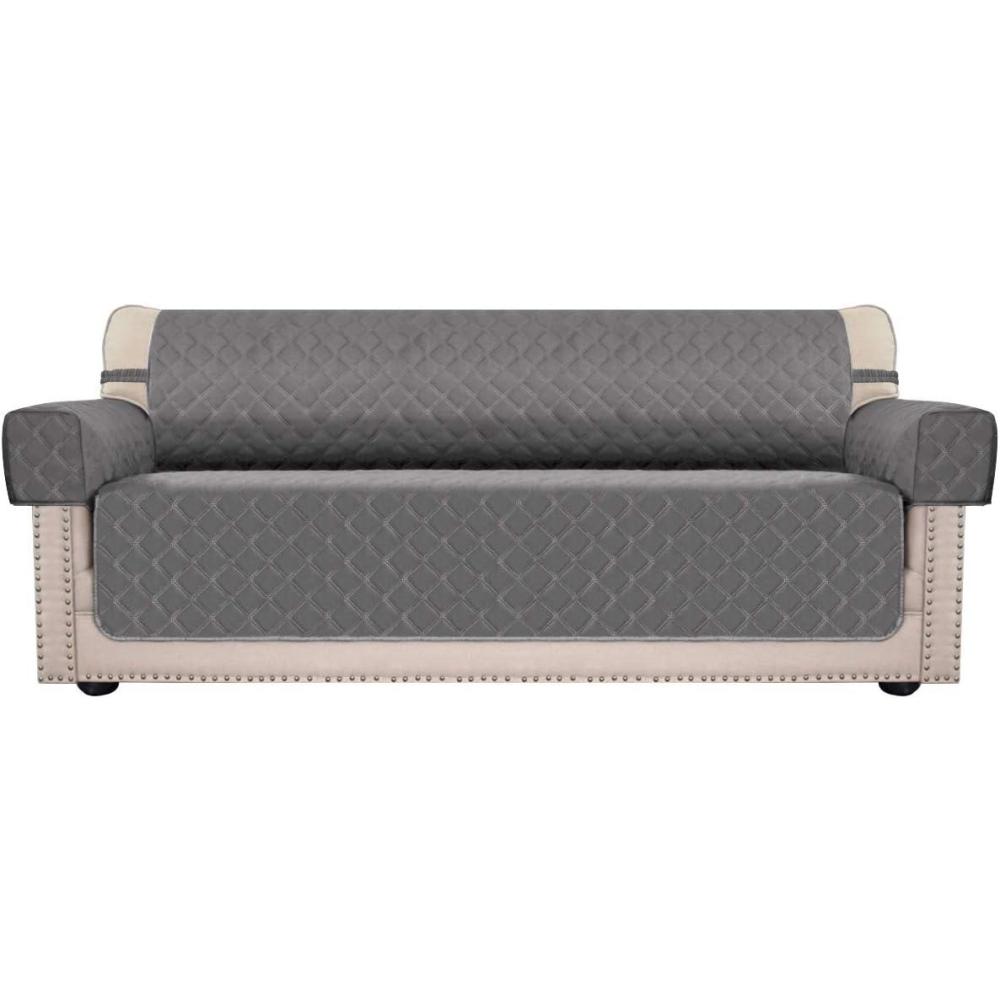 image:imageSofa Covers Christmas Slipcovers Water Resistant Furniture Protector Couch Cover Couch Shield with AntiSlip Foams Elastic Straps 3 Pockets Pets CoverKidsChildrenCatsDogsSofa Gray
