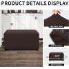 Easy-Going 100% Dual Waterproof Stretch Ottoman Cover Rectangle Folding Storage Stool Furniture Protector Soft Slipcover for Living Room with Elastic Bottom (Large, Dark Gray)(Chocolate)