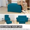 Easy-Going 100% Dual Waterproof Stretch Ottoman Cover Rectangle Folding Storage Stool Furniture Protector Soft Slipcover for Living Room with Elastic Bottom (Large, Dark Gray)(Peacock Blue)