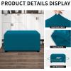 Easy-Going 100% Dual Waterproof Stretch Ottoman Cover Rectangle Folding Storage Stool Furniture Protector Soft Slipcover for Living Room with Elastic Bottom (Large, Dark Gray)(Peacock Blue)