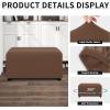 Easy-Going 100% Dual Waterproof Stretch Ottoman Cover Rectangle Folding Storage Stool Furniture Protector Soft Slipcover for Living Room with Elastic Bottom (Large, Dark Gray)(Brown)
