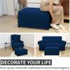 Easy-Going 100% Dual Waterproof Stretch Ottoman Cover Rectangle Folding Storage Stool Furniture Protector Soft Slipcover for Living Room with Elastic Bottom (Large, Dark Gray)(Navy)
