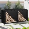 Easy-Going 4 Feet Outdoor Log Rack Cover Waterproof Weatherproof Firewood Cover with Openable Front Flap, (Cover Only, Rack Not Included)(Black)