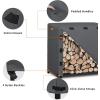 Easy-Going 4 Feet Outdoor Log Rack Cover Waterproof Weatherproof Firewood Cover with Openable Front Flap, (Cover Only, Rack Not Included)(Dark Gray)