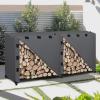 Easy-Going 4 Feet Outdoor Log Rack Cover Waterproof Weatherproof Firewood Cover with Openable Front Flap, (Cover Only, Rack Not Included)(Dark Gray)