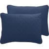 Easy-Going Full/Queen Size Reversible Quilt Set with 1 Quilt and 2 Pillow Shams, Soft Bed Quilt Cover, Lightweight Microfiber Bedspread, Water and Stain Resistant, Gray/Light Gray(Dark Blue/Light Blue)