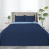 Easy-Going Full/Queen Size Reversible Quilt Set with 1 Quilt and 2 Pillow Shams, Soft Bed Quilt Cover, Lightweight Microfiber Bedspread, Water and Stain Resistant, Gray/Light Gray(Damask-dark Blue/Light Blue)