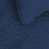 Easy-Going Full/Queen Size Reversible Quilt Set with 1 Quilt and 2 Pillow Shams, Soft Bed Quilt Cover, Lightweight Microfiber Bedspread, Water and Stain Resistant, Gray/Light Gray(Olive Leaf-dark Blue/Light Blue)