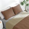 Easy-Going Full/Queen Size Reversible Quilt Set with 1 Quilt and 2 Pillow Shams, Soft Bed Quilt Cover, Lightweight Microfiber Bedspread, Water and Stain Resistant, Gray/Light Gray(Brown/Beige)