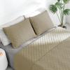 Easy-Going Full/Queen Size Reversible Quilt Set with 1 Quilt and 2 Pillow Shams, Soft Bed Quilt Cover, Lightweight Microfiber Bedspread, Water and Stain Resistant, Gray/Light Gray(Beige/Beige)