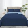 Easy-Going Full/Queen Size Reversible Quilt Set with 1 Quilt and 2 Pillow Shams, Soft Bed Quilt Cover, Lightweight Microfiber Bedspread, Water and Stain Resistant, Gray/Light Gray(Olive Leaf-dark Blue/Light Blue)