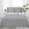 Easy-Going Full/Queen Size Reversible Quilt Set with 1 Quilt and 2 Pillow Shams, Soft Bed Quilt Cover, Lightweight Microfiber Bedspread, Water and Stain Resistant, Gray/Light Gray(Olive Leaf-light Gray/Ivory)