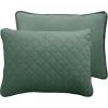 Easy-Going Full/Queen Size Reversible Quilt Set with 1 Quilt and 2 Pillow Shams, Soft Bed Quilt Cover, Lightweight Microfiber Bedspread, Water and Stain Resistant, Gray/Light Gray(Cyan/Ivory)
