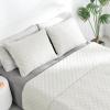 Easy-Going Full/Queen Size Reversible Quilt Set with 1 Quilt and 2 Pillow Shams, Soft Bed Quilt Cover, Lightweight Microfiber Bedspread, Water and Stain Resistant, Gray/Light Gray(Ivory/Ivory)